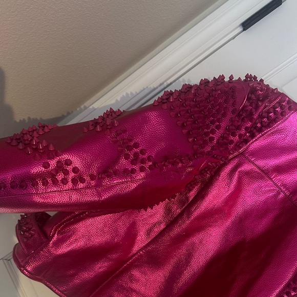 Azalea Wang Studded Pink Leather Jacket - Picture 7 of 9